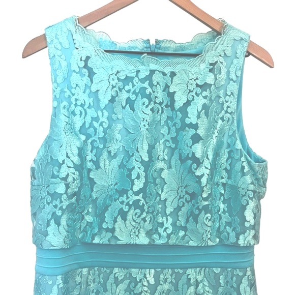 NEW Antonio MELANI Teal Lace Overlay Cocktail Dress Sz 14 - Picture 3 of 11